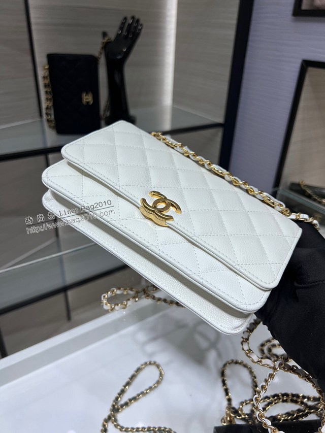 Chanel專櫃22K新品雙鏈WOC魚子醬女包 AP3019Y 香奈兒可拎斜挎鏈條包 djc4670